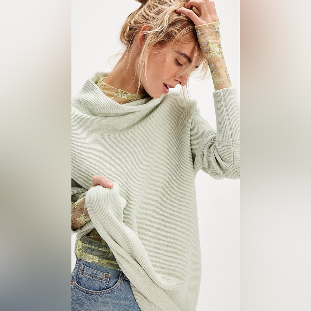 Free People Ottoman Slouchy Tunic Sweater Gray